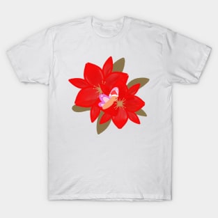 Christmas Flower and Butterfly T-Shirt